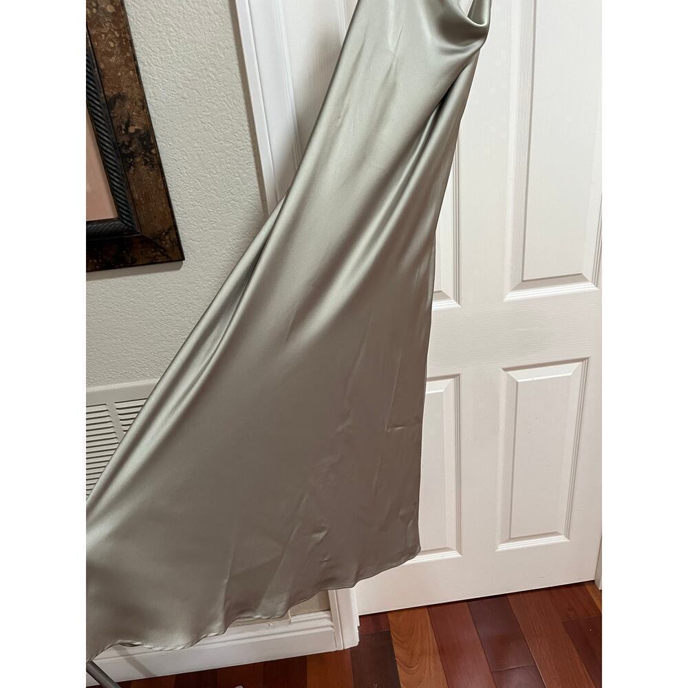 NWT Show me Your Mumu Verona Cowl Dress Miss Green Luxe Satin Large Midi Wedding - Picture 6 of 11